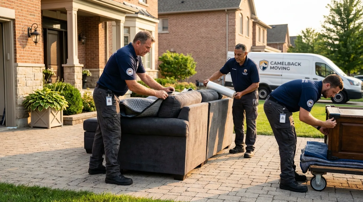 Large estate moving crew wrapping furniture in Alameda, CA
